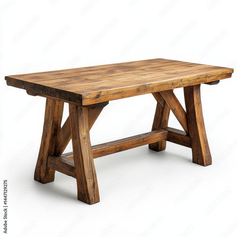 Rustic Wooden Dining Table with Thick Top and Sturdy Base Design Rustic Wooden Dining Table with Thick Top and Sturdy Base Design