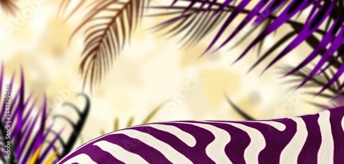 Cool purple zebra stripes on a zoo-themed background Stylish animal print wallpaper design, textile, pattern