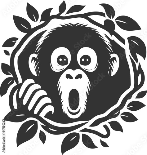 orangutan vector black