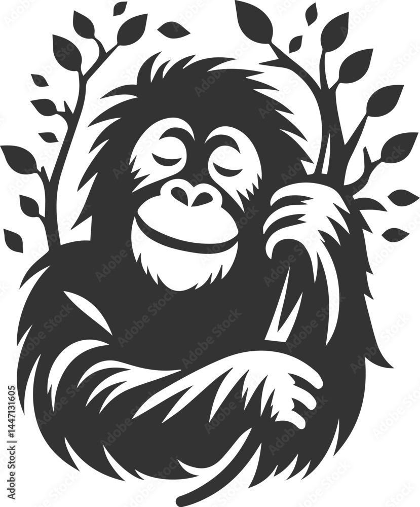 orangutan vector black orangutan vector black