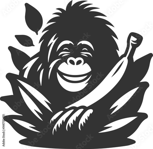 orangutan vector black