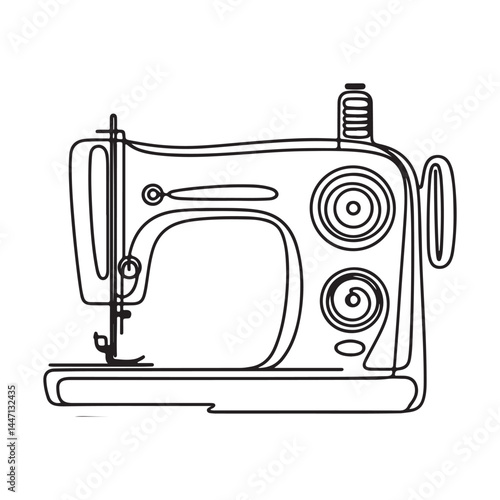Vintage Sewing Machine Silhouette Vector Illustration Design Resource