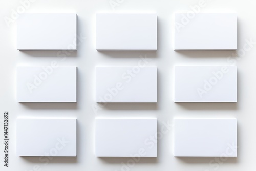 Wallpaper Mural Blank business cards arranged in a grid pattern on a white surface  Each card is a rectangular shape, slightly raised, with a matte finish  The cards appear to be blank Torontodigital.ca