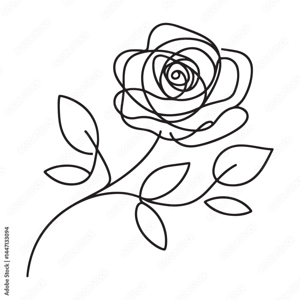 Elegant Rose Flower Single Line Drawing Vector Image Artwork Elegant Rose Flower Single Line Drawing Vector Image Artwork