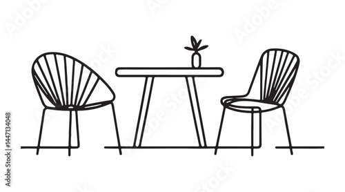 Minimalist Table and Chairs Line Art for Modern Interior Design