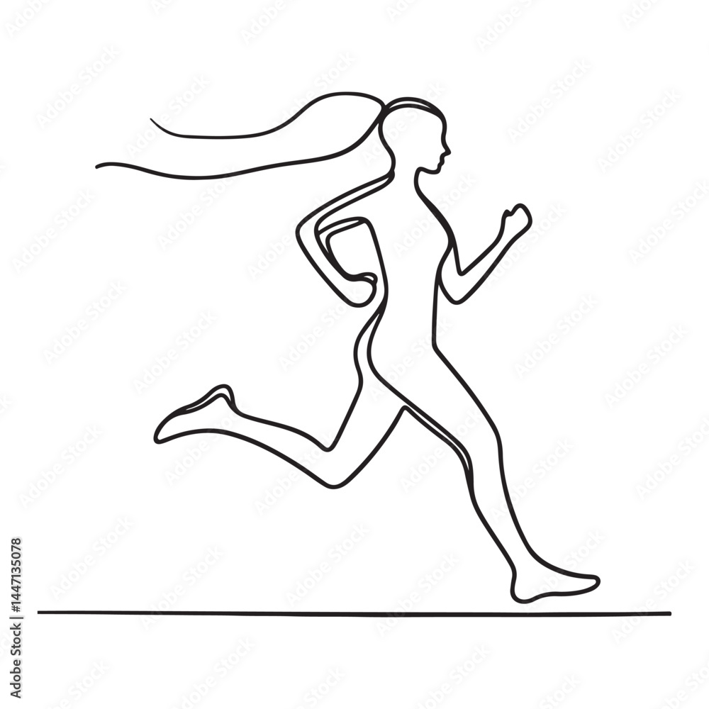 Dynamic Runner Silhouette One Line Drawing Minimalist Fitness Art Dynamic Runner Silhouette One Line Drawing Minimalist Fitness Art