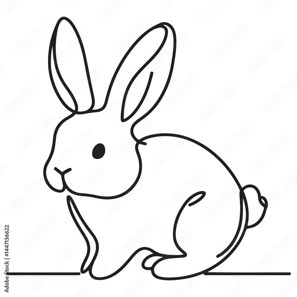 Obraz premium Adorable Silhouette Rabbit or Bunny Line Art Illustration for Kids Designs