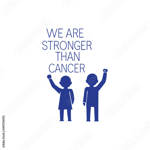 World Cancer Day Ribbon and People Illustration – We Are Stronger Than Cancer Concept

