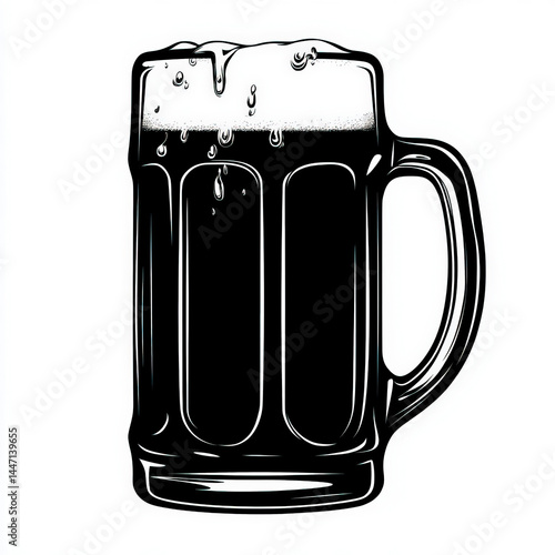 beer mug silhouette , black...