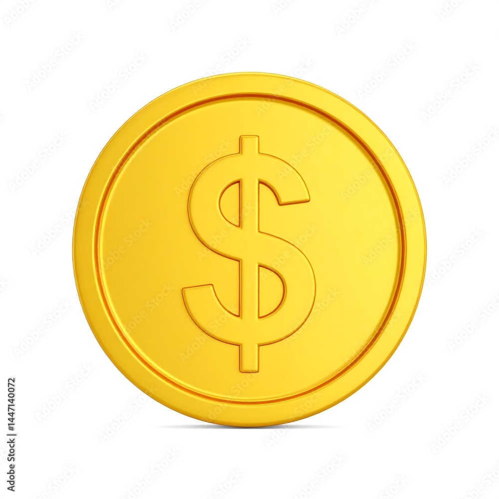 A simple 3D icon of a single shiny dollar coin, symbolizing wealth or savings. A simple 3D icon of a single shiny dollar coin, symbolizing wealth or savings.