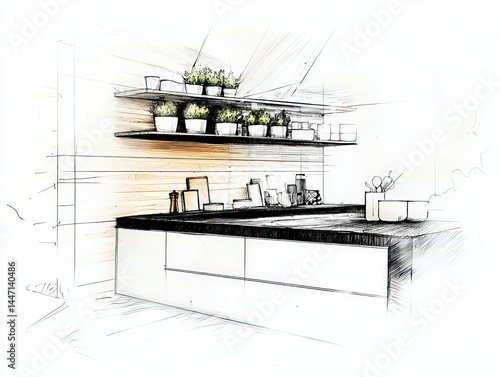 Interior design sketch: An ...