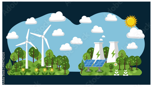 Renewable and Conventional Energy Vector Illustration