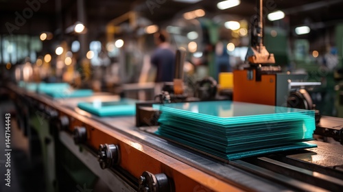 Wallpaper Mural Industrious manufacturing process with turquoise materials on production line Torontodigital.ca