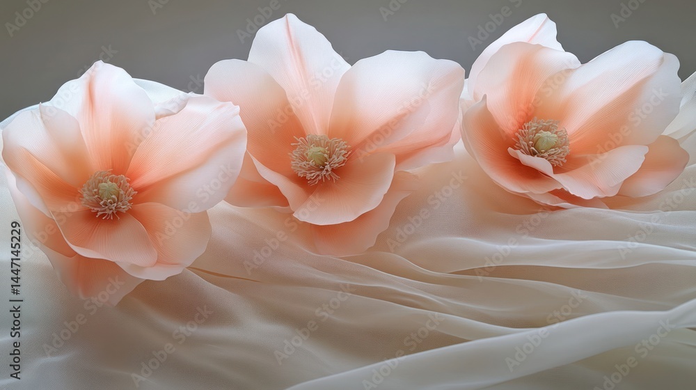 Peach blossoms on sheer fabric Peach blossoms on sheer fabric