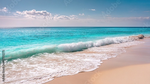 Pristine Ocean View with Sandy Beach and Turquoise Waters Coastline