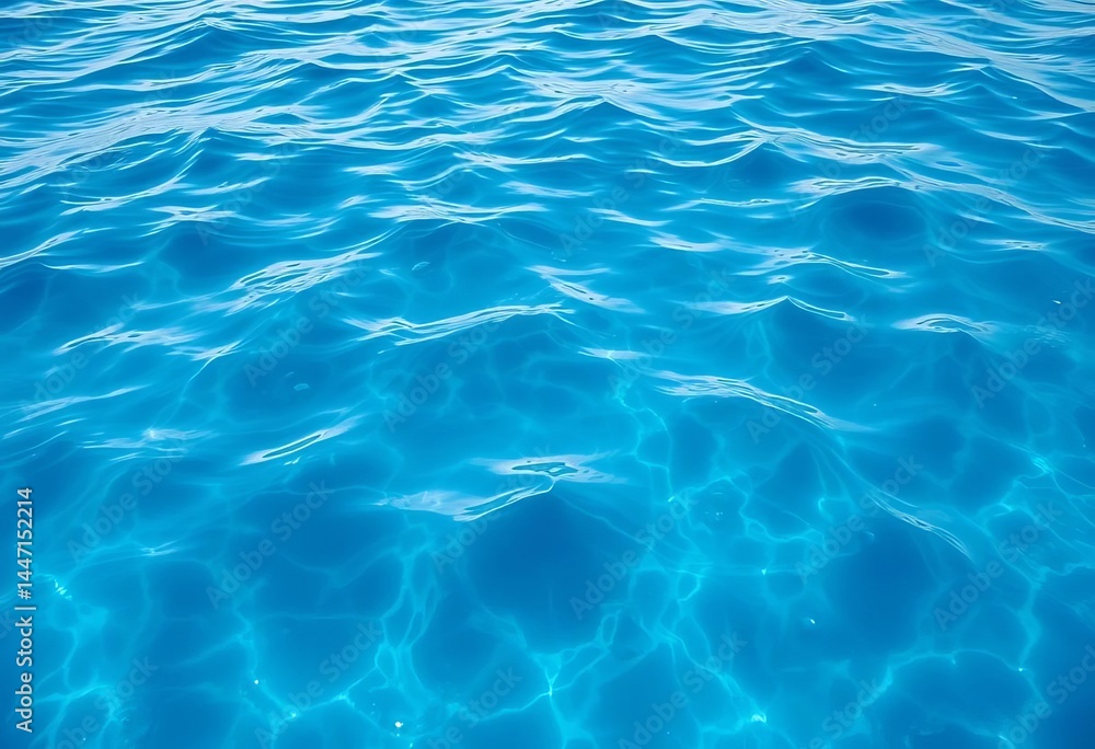 Deep, saturated blue water, textured surface with subtle light reflections, coral, reflective Deep, saturated blue water, textured surface with subtle light reflections, coral, reflective