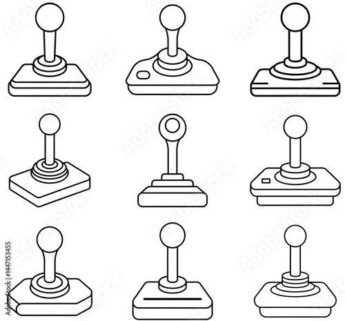 Collection of Outline Retro Video Game Controllers