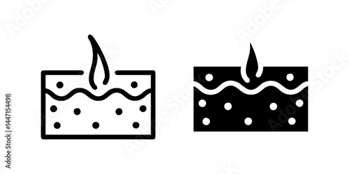 A simple vector icon set depicting epidermis symbols, ideal for skincare and biology designs.