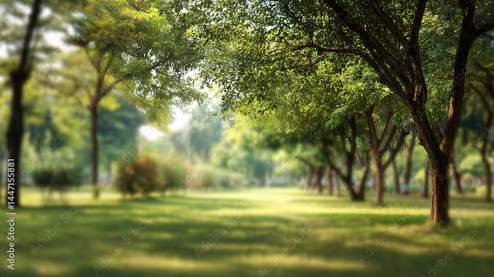Serene Green Park Garden Scene with Soft Focus and Natural Light Serene Green Park Garden Scene with Soft Focus and Natural Light