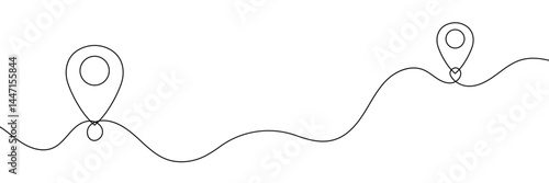 Location pins, geotag sign line continuous drawing vector. One line Location pins, geotag vector background. Location pin, geotag icon. Continuous outline of Location pin, geotag. Linear Locations .