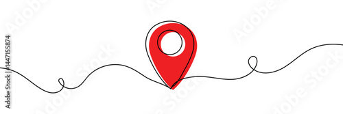 Location pins, geotag sign line continuous drawing vector. One line Location pins, geotag vector background. Location pin, geotag icon. Continuous outline of Location pin, geotag. Linear Locations .
