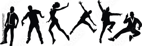 Silhouette Dancers in Motion – Stylish Dance Poses in Black and White