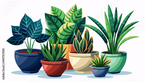 Carefully arranged indoor plants housed in designer pots.
Realistic rendering adds depth to every leaf and edge.
The white background keeps focus on texture and shape.
A clean and refined look for any