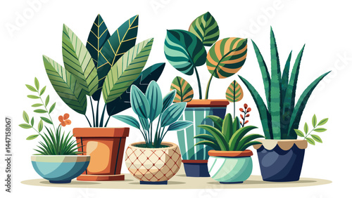 Carefully arranged indoor plants housed in designer pots.
Realistic rendering adds depth to every leaf and edge.
The white background keeps focus on texture and shape.
A clean and refined look for any