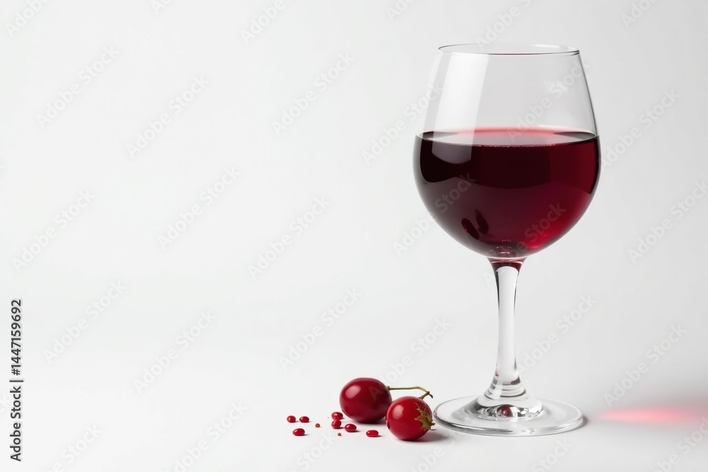Rich red wine in a glass, crisp white backdrop, liquid, red liquid Rich red wine in a glass, crisp white backdrop, liquid, red liquid
