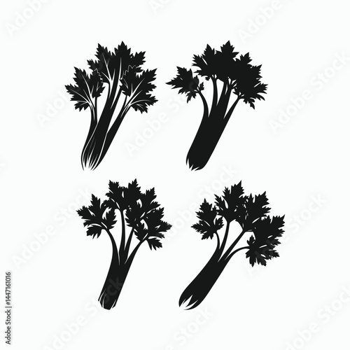 vector illustration of celery, celery on white background, celery silhouette vector