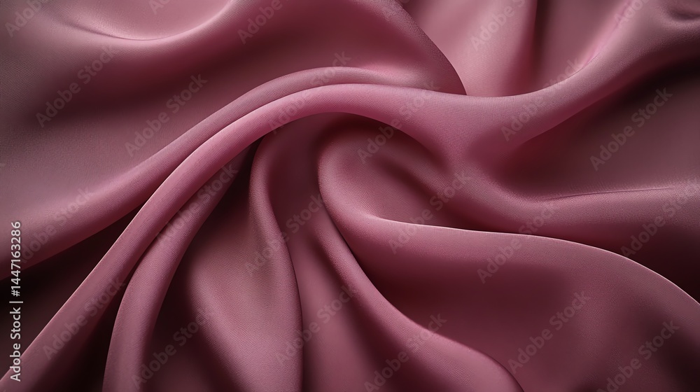 Fototapeta premium Close-up of luxurious pink silk fabric showcasing its smooth texture and elegant drapes.
