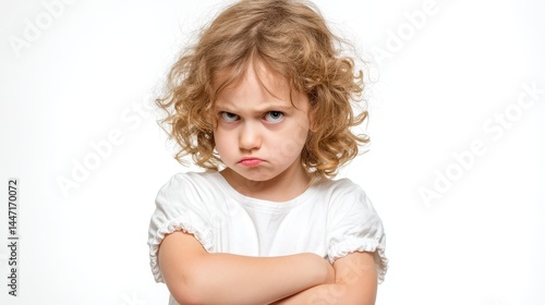 Portrait of a Pouting Toddler with Crossed Arms