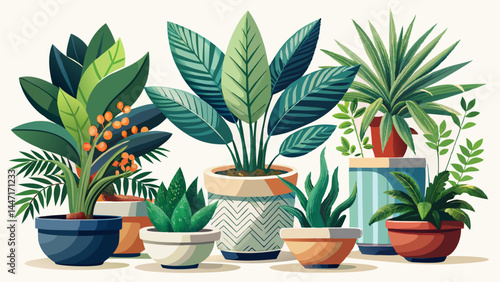Carefully arranged indoor plants housed in designer pots.
Realistic rendering adds depth to every leaf and edge.
The white background keeps focus on texture and shape.
A clean and refined look for any