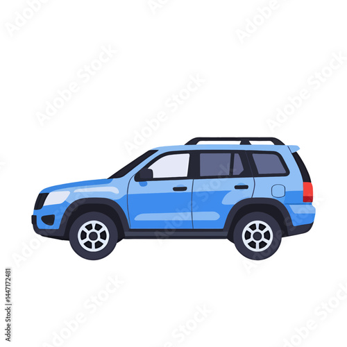 Blue SUV Car Illustration_Modern Automotive Design_Vehicle Graphic_Transportation Icon_Isolated Car Image_Car Drawing_Automotive Art_Off Road Vehicle_SUV Clipart