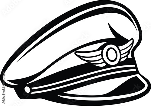 Unique and modern pilot hat silhouette vector illustration, pilot hat isolated line art vector logo icon design