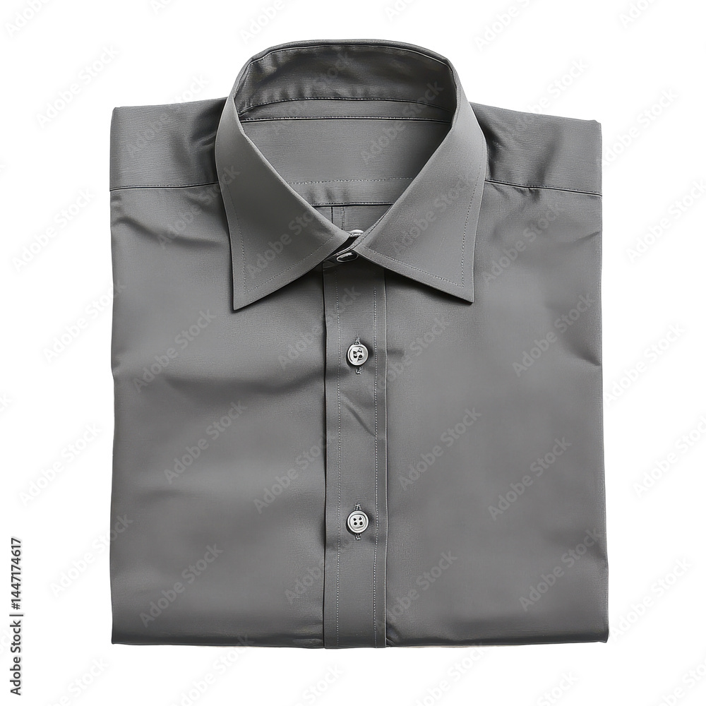 Folded gray shirt displayed on white background for minimalist styling and fashion choices, Folded gray shirt isolated on white background Folded gray shirt displayed on white background for minimalist styling and fashion choices, Folded gray shirt isolated on white background