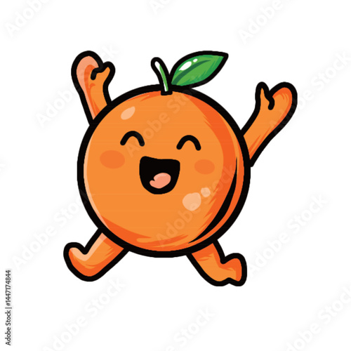 Vector illustration of cute cartoon orange pose 5