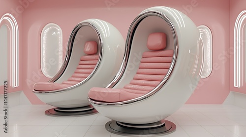 Futuristic Pink Egg Chairs in Modern Room