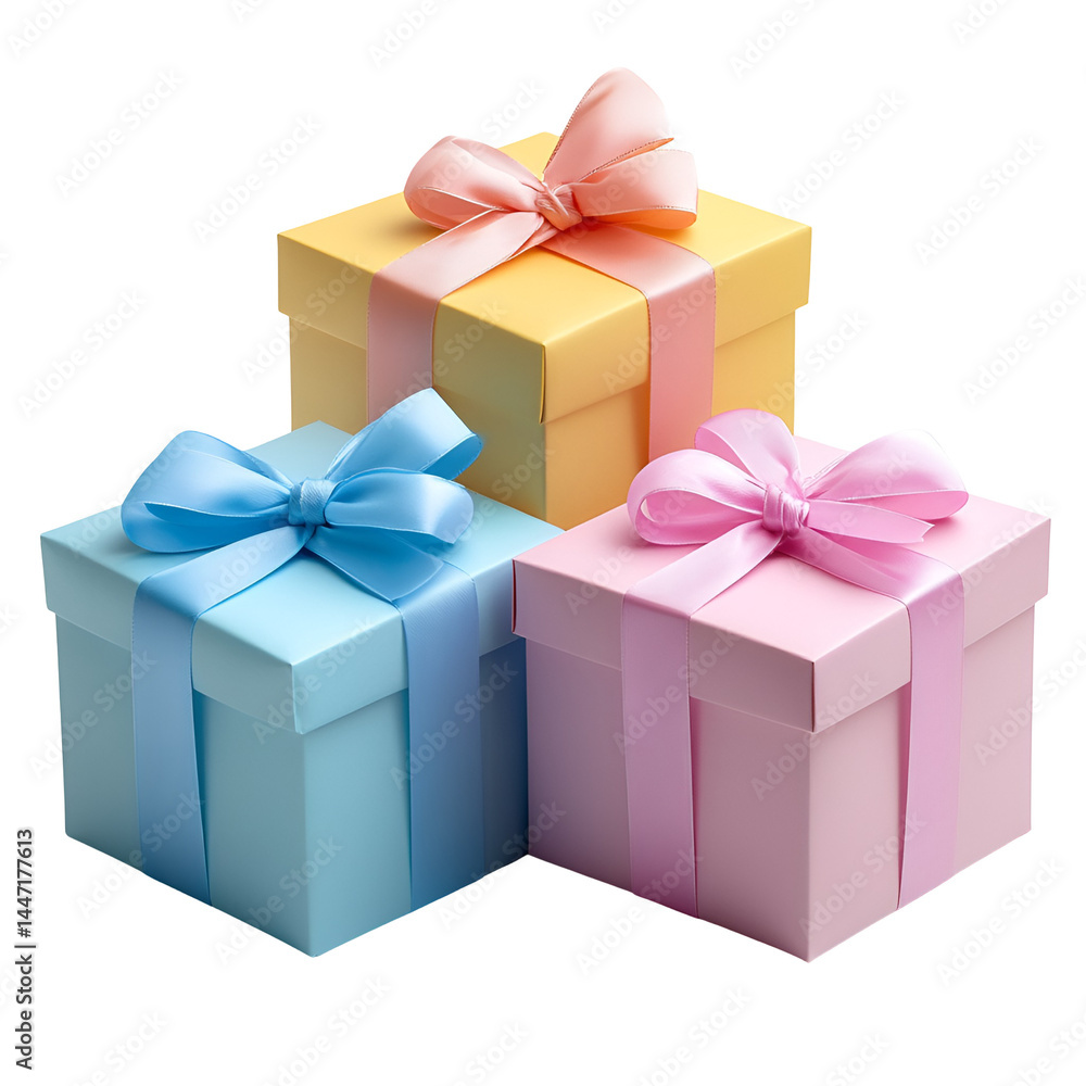 Obraz premium Pastel Gift Boxes with Bows a Festive Surprise,