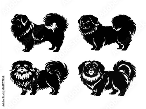 Foto pekingese sihouette black vector bundle