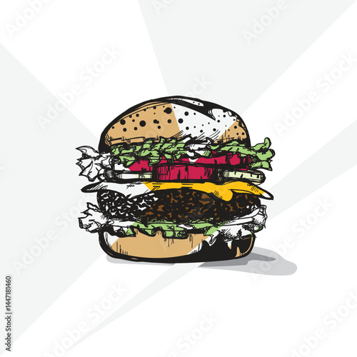 hamburger graphic drawing element food