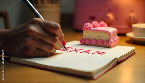 woman writing on a notebook