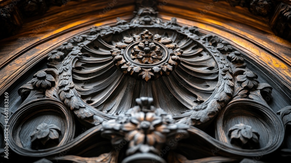 Fototapeta premium Ornate Wood Carving Detail