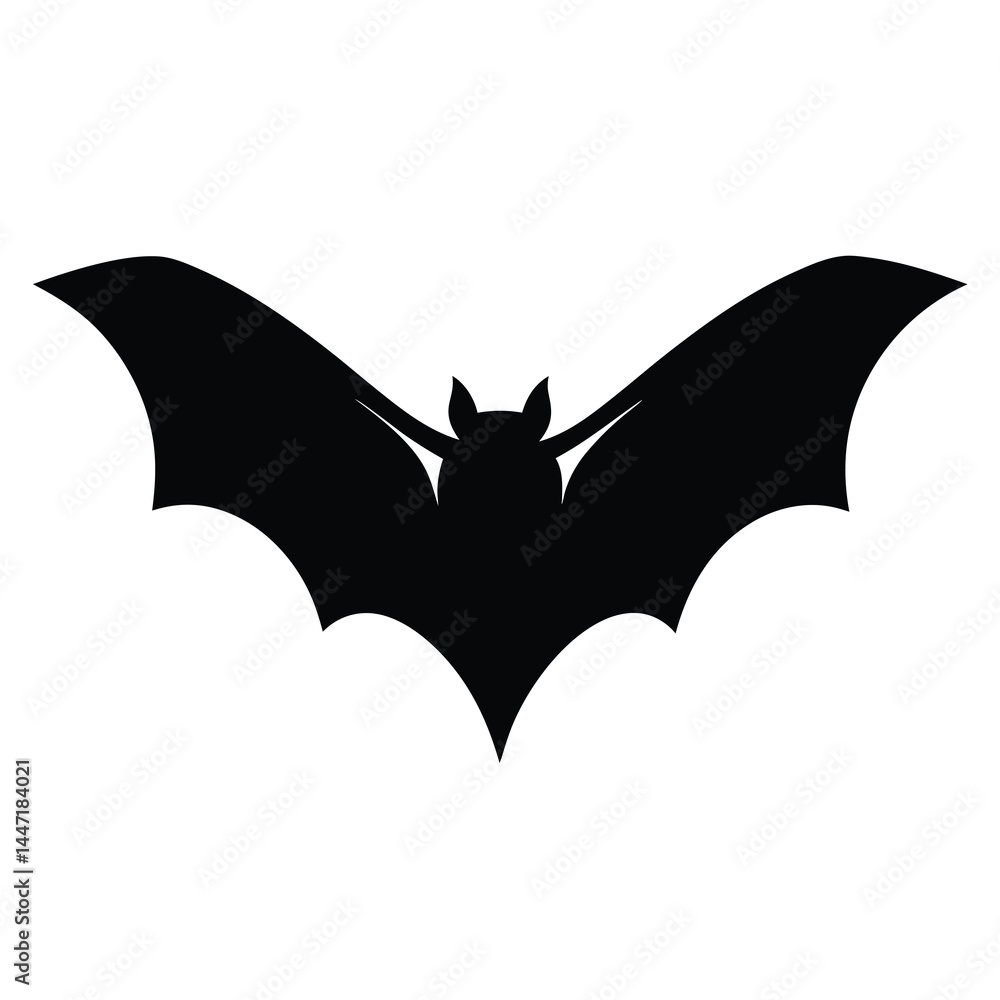 Fototapeta premium A Black Bat Silhouette Against vector a White Background for Halloween Decoration