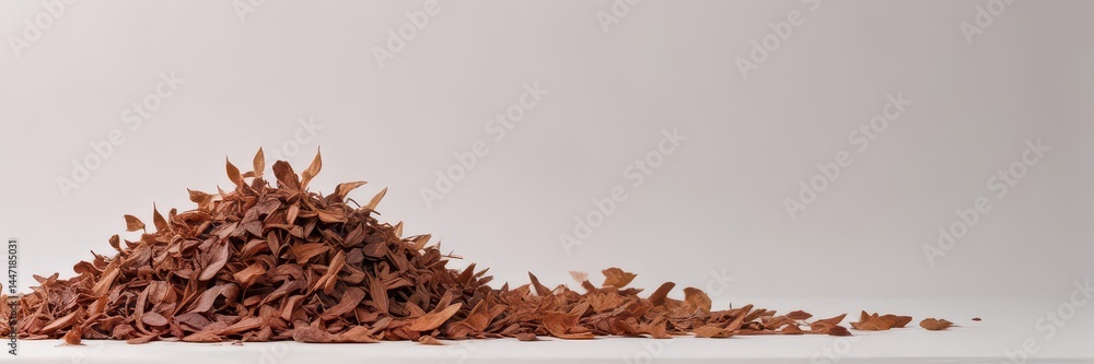 Obraz premium A mound of dried brown leaves against a stark white backdrop , texture, dead, decay