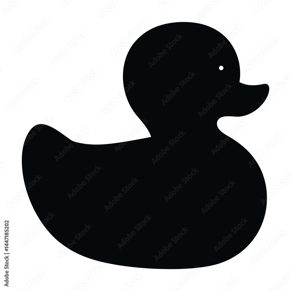 Simple black rubber duck silhouette vector on a white background for design