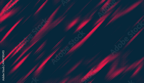 Grunge halftone gradient background. Faded grit noise texture. Red and blue sand wallpaper. Retro pixelated backdrop. Anime or manga style comic overlay. Vector graphic design textured template	