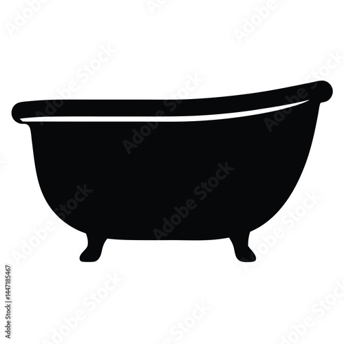 Elegant clawfoot bathtub silhouette against vector a white background showcasing classic design