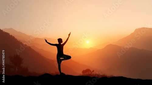Wallpaper Mural Sunrise Yoga Silhouette Find Inner Peace Through Mountaintop Asanas Torontodigital.ca