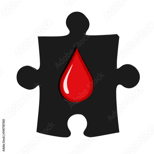 Blood Donor Day Red Drop Puzzle Piece Icon  
